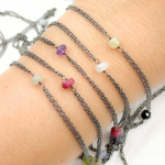 Load image into Gallery viewer, Multi Gemstone Double Oxidized Connected Wire Chain