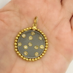 Load image into Gallery viewer, 925 Sterling Silver Black Rhodium with Diamonds Circle Shape Charm.