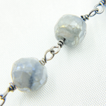 Load image into Gallery viewer, Coated Labradorite Round Shape Oxidized Wire Chain