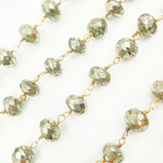 Load image into Gallery viewer, Pyrite Rondel Faceted Gold Plated Wire Chain