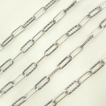 Load image into Gallery viewer, Black Rhodium 925 Sterling Silver Paperclip Diamond Cut & Smooth Link Chain.