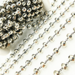 Load image into Gallery viewer, Steel Pyrite Faceted Rondel Oxidized Wire Chain.