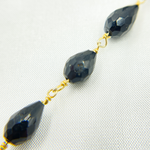 Load image into Gallery viewer, Black Spinel Tear Drop Shape Gold Plated Wire Chain.