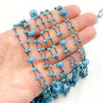 Load image into Gallery viewer, Turquoise Double Oxidized Connected Wire Chain.