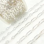 Load image into Gallery viewer, 925 Sterling Silver Hollow Smooth Paperclip Long & Short Link Chain.