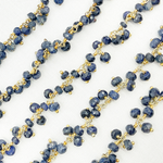 Load image into Gallery viewer, Dyed Blue Sapphire Cluster Dangle Gold Plated Wire Chain