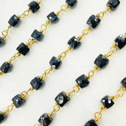 Black Spinel Gold Plated Wire Chain.