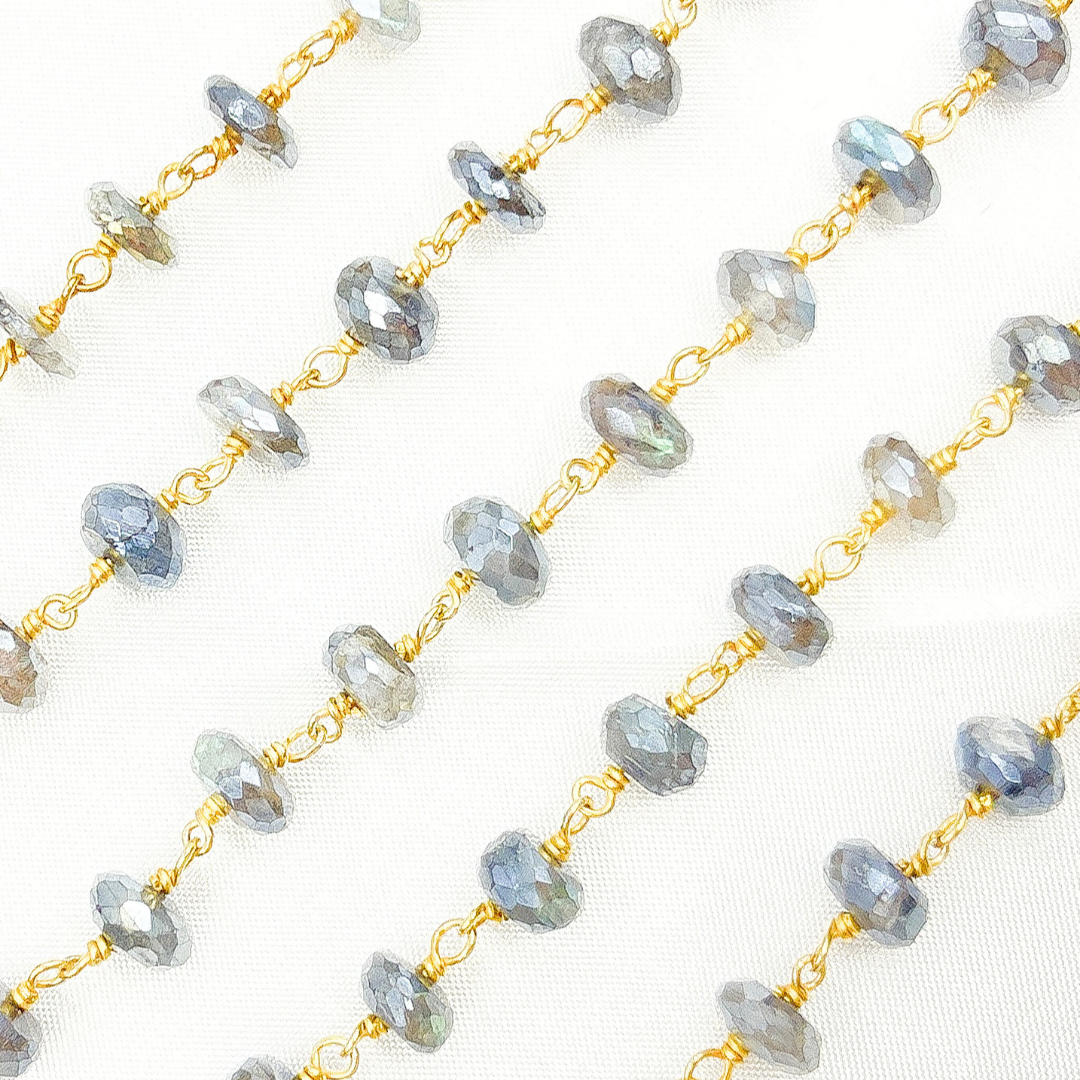 Coated Labradorite Gold Plated Wire Chain.