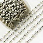 Load image into Gallery viewer, Steel Pyrite Faceted Rondel Oxidized 925 Sterling Silver Wire Chain.