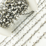 Load image into Gallery viewer, Coated Labradorite with Pearl Oxidized Wire Chain