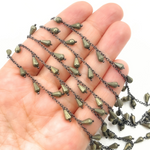 Load image into Gallery viewer, Pyrite Drop Dangle Oxidized Wire Chain.