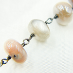 Load image into Gallery viewer, Coated Taupe Smooth Moonstone Oxidized Wire Chain.
