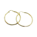 Load image into Gallery viewer, 14K Gold Hoop Earrings with Engraved Tornado Design.