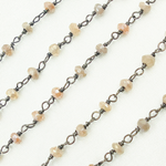 Load image into Gallery viewer, Coated Siloni Peach Moonstone 925 Sterling Silver Wire Chain.