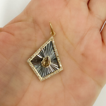 Load image into Gallery viewer, 925 Sterling Silver Black Rhodium with Diamonds Diamond Shape Charm.