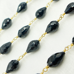 Load image into Gallery viewer, Black Spinel Tear Drop Shape Gold Plated Wire Chain.