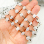 Load image into Gallery viewer, Coated Natural Chalcedony Oxidized Wire Chain
