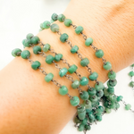 Load image into Gallery viewer, Dyed Emerald Oxidized Wire Chain