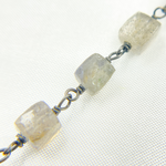 Load image into Gallery viewer, Labradorite Cube Oxidized Wire Chain.