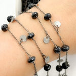 Load image into Gallery viewer, Black Spinel and Dangle Disc Oxidized Wire Chain. BSP35