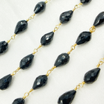Load image into Gallery viewer, Black Spinel Tear Drop Shape Gold Plated Wire Chain