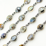 Load image into Gallery viewer, Coated Labradorite Round Shape Bezel Oxidized Wire Chain