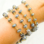 Load image into Gallery viewer, Coated Labradorite Gold Plated Wire Chain