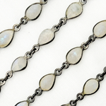 Load image into Gallery viewer, White Moonstone Pear Shape Bezel Oxidized Wire Chain