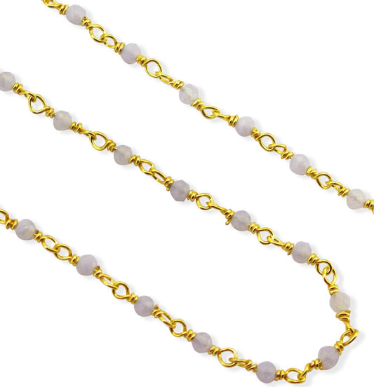 Pink Opal Gold Plated Wire Chain. POP1