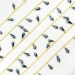 Load image into Gallery viewer, Coated Black Spinel Drop Dangle Gold Plated 925 Sterling Silver Wire Chain.