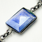 Load image into Gallery viewer, Coated Blue Quartz Rectangle Shape Bezel Oxidized Wire Chain