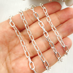 Load image into Gallery viewer, Sterling Silver Hollow Flat Paperclip Link Chain