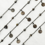 Load image into Gallery viewer, Pyrite and Dangle Disc Oxidized Connected Wire Chain.