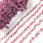 Load image into Gallery viewer, Dyed Ruby Cluster Dangle 3.5mm Oxidized Wire Chain.