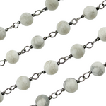 Load image into Gallery viewer, Howlite Gemstone Round Shape Oxidized Wire Chain.