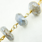Load image into Gallery viewer, Coated Labradorite Faceted Rondel Gold Plated Wire Chain.
