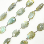 Load image into Gallery viewer, Labradorite Tear Drop Shape Oxidized Wire Chain. LAB92