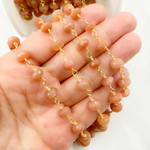 Load image into Gallery viewer, Peach Moonstone Gold Plated Wire Chain.