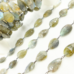 Load image into Gallery viewer, Labradorite Tear Drop Shape Wire Chain.