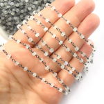 Load image into Gallery viewer, White Moonstone Oxidized 925 Sterling Silver Wire Chain