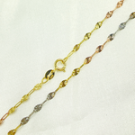 Load image into Gallery viewer, 14K Solid Tri-Color Diamond Cut Marina Link and Smooth Oval Link Chain