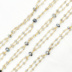 Load image into Gallery viewer, Coated Labradorite Double Gold Plated Connected Wire Chain.