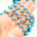 Load image into Gallery viewer, Turquoise Rondel Oxidized Wire Chain.
