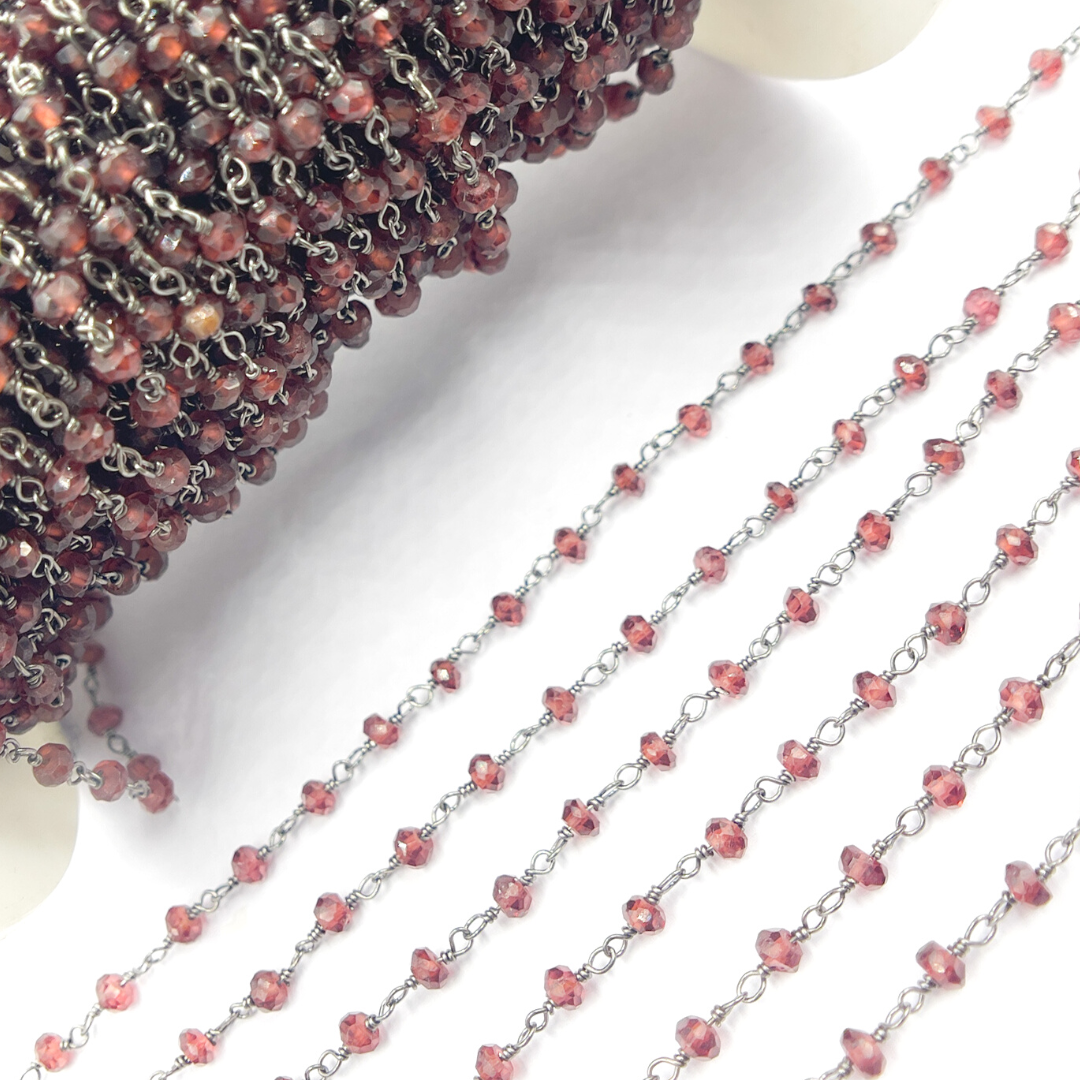 Garnet Gemstone Wire Wrap Chain