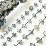 Load image into Gallery viewer, Coated Labradorite Rondel Faceted Oxidized Wire Chain