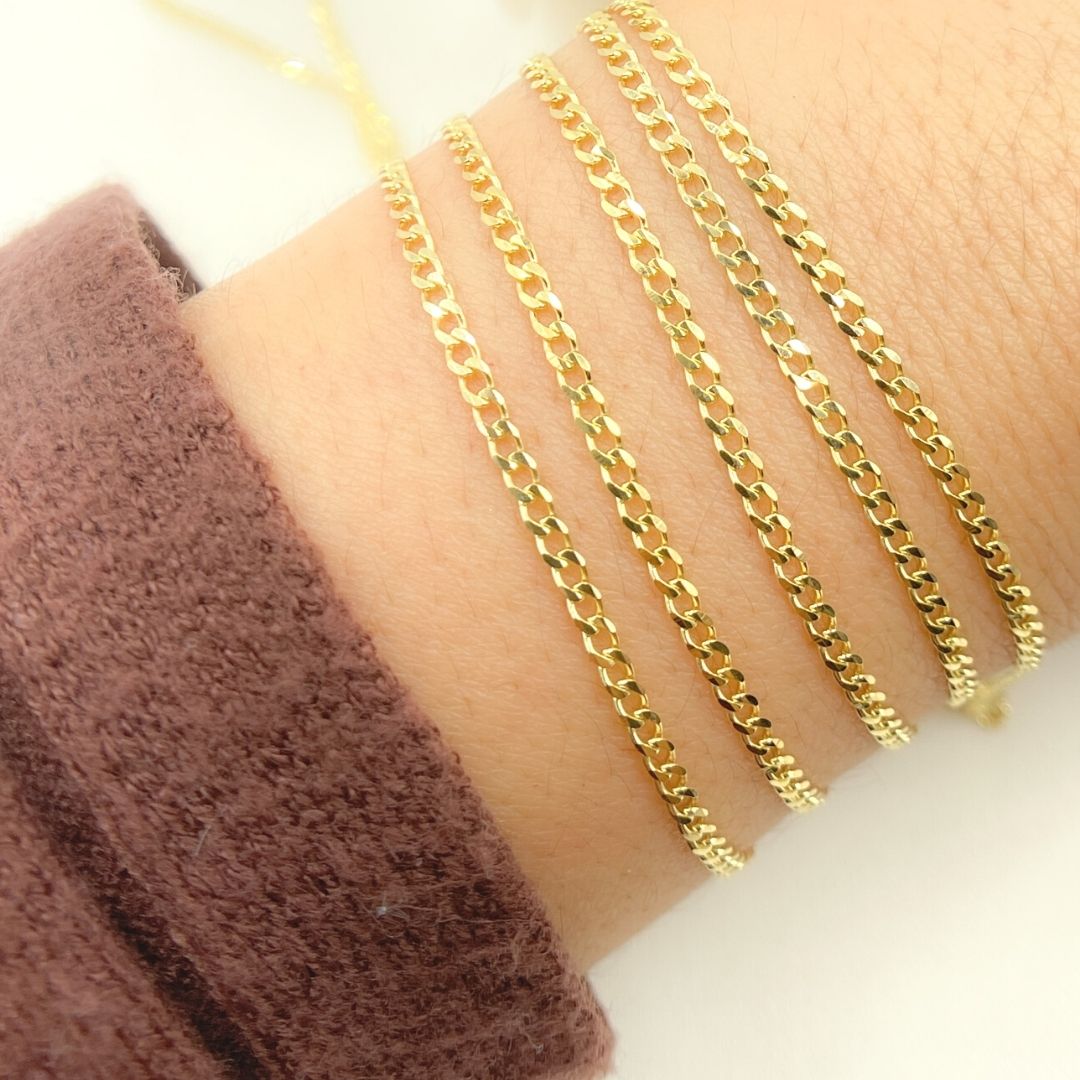 14K Solid Gold Flat Cuban Links Chain