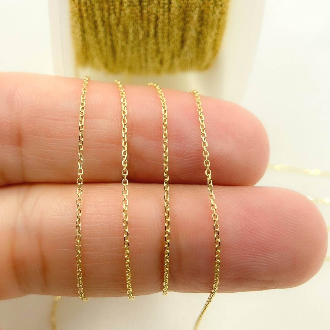 14K Solid Gold Flat Cable Link Chain