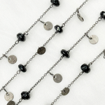 Load image into Gallery viewer, Black Spinel and Dangle Disc Oxidized Wire Chain.