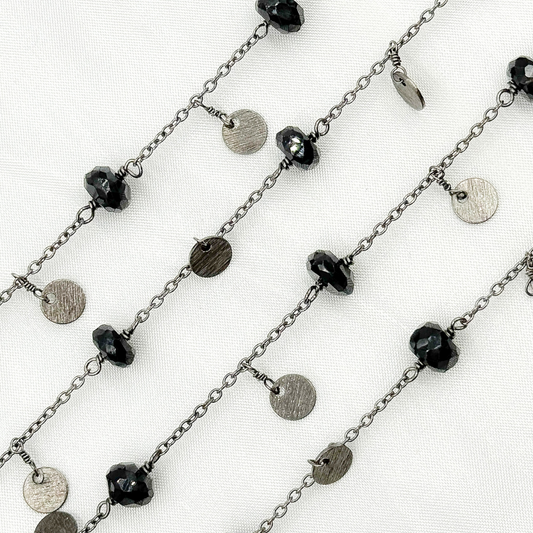 Black Spinel and Dangle Disc Oxidized Wire Chain.