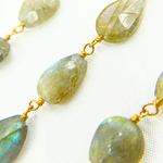 Load image into Gallery viewer, Labradorite Tear Drop Shape Gold Plated Wire Chain